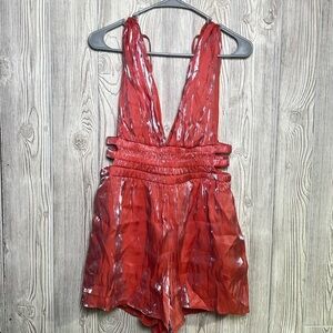 Women’s Sexy Shiny Pink Romper Size Xl